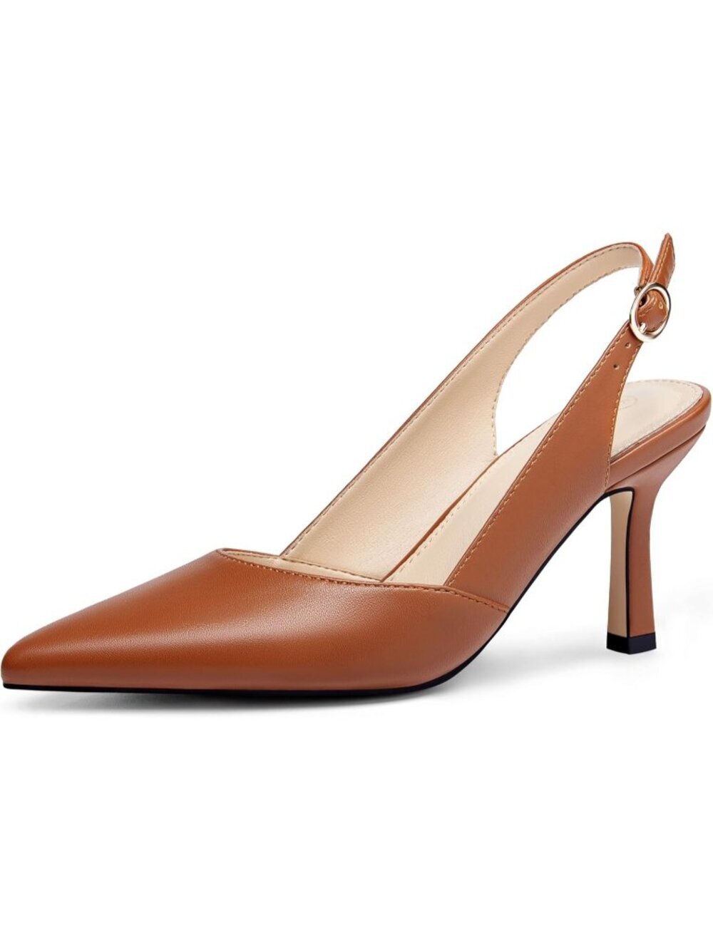 Women's Brown Kitten Heel Pointed Toe Backless Wedding Party Dress Pumps Shoe